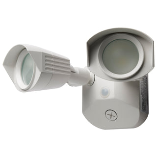 LED Security Light; Dual Head; White Finish; 3000K