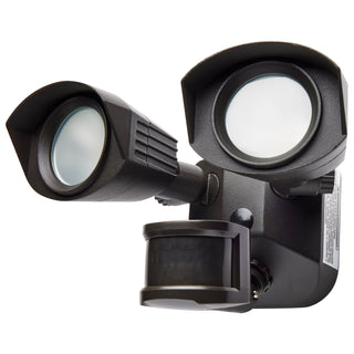 LED Security Light; Dual Head; Bronze Finish; 4000K; Motion Sensor