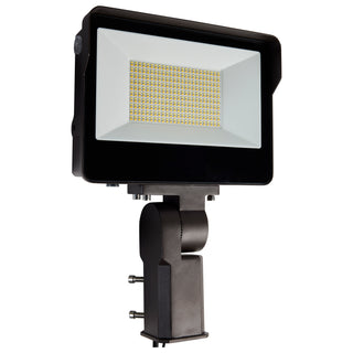 LED Tempered Glass Flood Light with Bypassable Photocell; CCT Selectable 3K/4K/5K; Wattage Adjustable