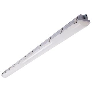 8 Foot; Vapor Proof Linear Fixture with Integrated Microwave Sensor; CCT & Wattage Selectable