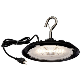 60 Watt; Hi-Pro Shop Light with Plug; 8'' Dia.; 3000K; Black Finish; 120 Volt