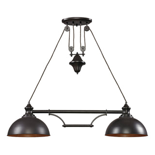 Farmhouse 44'' Wide 2-Light Linear Chandeliers - Oiled Bronze