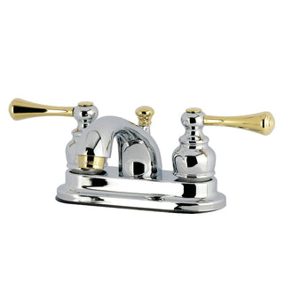 Vintage 4 Inch Centerset Bathroom Faucet in Polished Chrome/Polished Brass