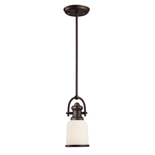 Brooksdale 5'' Wide 1-Light Mini Pendant - Oiled Bronze with White Glass