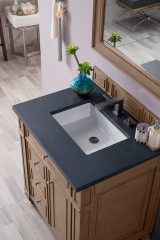30 Inch Bristol Freestanding Vanity in Whitewashed Walnut / Charcoal Soapstone Top