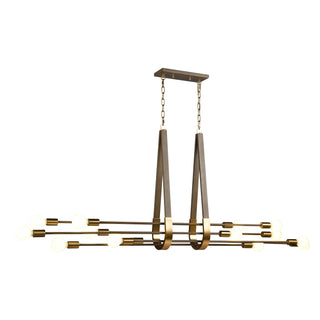 Sabine 72'' Wide 14-Light Linear Chandeliers - Pecan with Brushed Gold