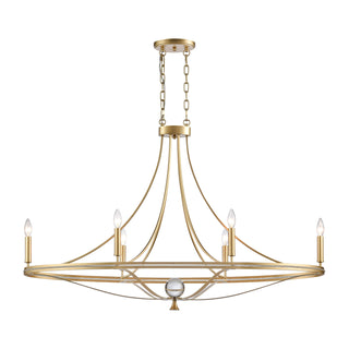 Noura 46.5'' Wide 6-Light Linear Chandeliers - Champagne Gold