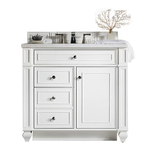 36 Inch Bristol Freestanding Vanity in Bright White / Eternal Jasmine Pearl Top