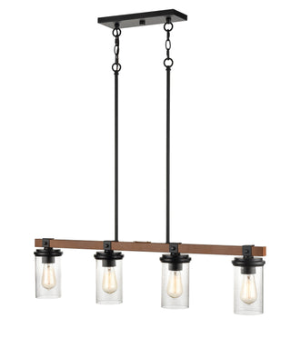 Taos 4-Light Island Matte Black/Wood Grain