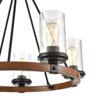 Taos 5-Light Chandelier Ceiling Light Matte Black/Wood Grain