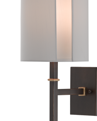 Rocher Bronze Wall Sconce, White Shade