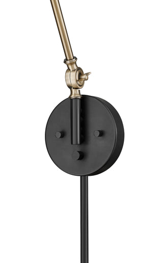 Edward 1-Light Swing Arm Sconce Light Matte Black/Vintage Brass