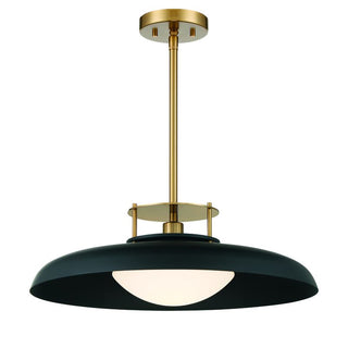 Gavin 1-Light Pendant in Matte Black with Warm Brass Accents Matte Black with Warm Brass Accents