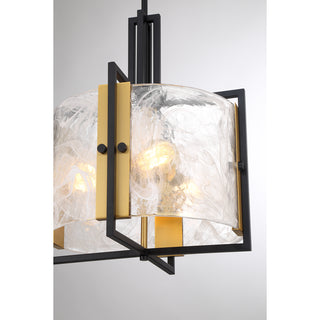 Hayward 3-Light Pendant in Matte Black with Warm Brass Accents