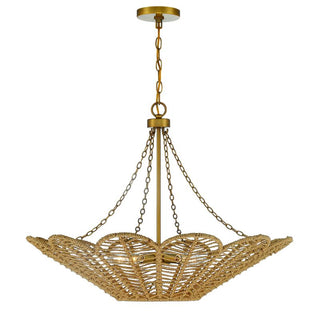 Cyperas 5-Light Pendant in Warm Brass and Rope Warm Brass and Rope