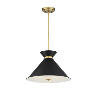 Lamar 3-Light Pendant in Matte Black with Warm Brass Accents Black with Warm Brass Accents