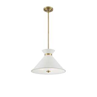 Lamar 3-Light Pendant in White with Brass Accents White with Brass Accents