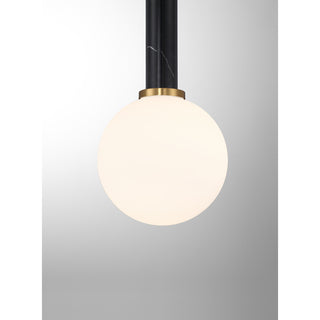 Callaway 1-Light Pendant in Black Marble with Warm Brass