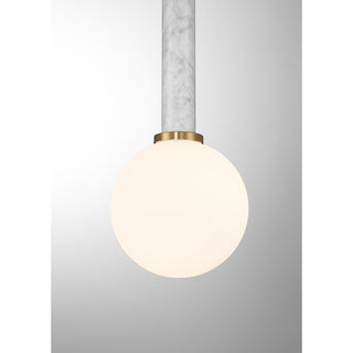 Callaway 1-Light Pendant in White Marble with Warm Brass