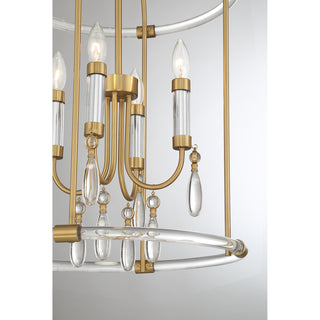 Mayfair 4-Light Pendant in Warm Brass and Chrome