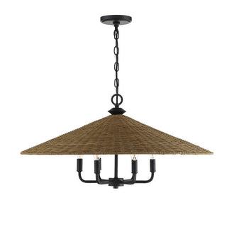 Eman 6-Light Pendant in Matte Black with Dark Rattan Matte Black with Dark Rattan