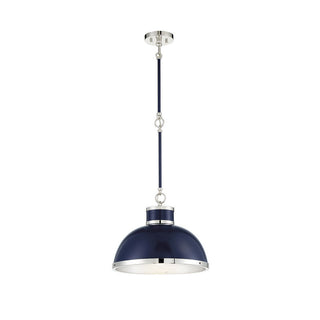 Corning 1-Light Pendant in Navy with Polished Nickel Accents Navy with Polished Nickel Accents