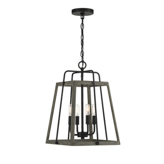 Hasting 4-Light Pendant in Noblewood with Iron Noblewood with Iron