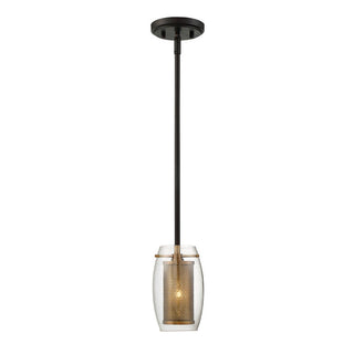 Dunbar 1-Light Mini-Pendant in Warm Brass with Bronze Accents Warm Brass with Bronze Accents