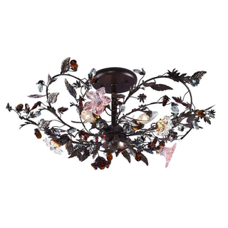 Cristallo Fiore 27'' Wide 3-Light Semi Flush Mount - Deep Rust