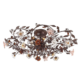 Cristallo Fiore 38'' Wide 6-Light Flush Mount - Deep Rust