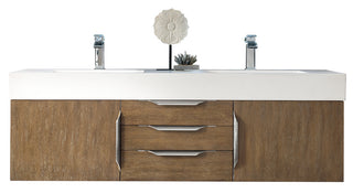58.875 Inch Columbia Floating Vanity in Latte Oak / Glossy White Top