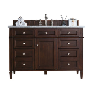 48 Inch Brittany Freestanding Vanity in Burnished Mahogany / Eternal Jasmine Pearl Top
