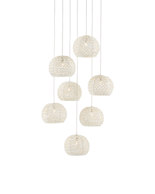 Piero White 7-Light Round Multi-Drop Pendant