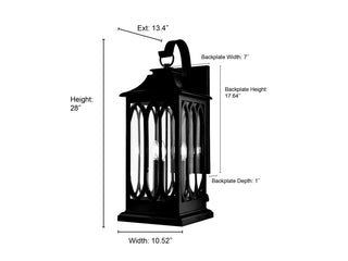 Mallorey 3-Light Outdoor Wall Sconce Powder Coated Black