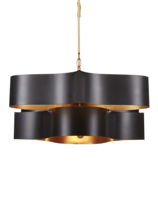 Grand Lotus Black Oval Chandelier