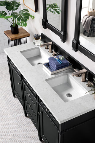 60 Inch Brittany Freestanding Vanity in Black Onyx / Eternal Jasmine Pearl Top