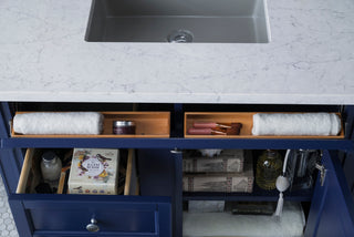 36 Inch Brittany Freestanding Vanity in Victory Blue / Eternal Jasmine Pearl Top