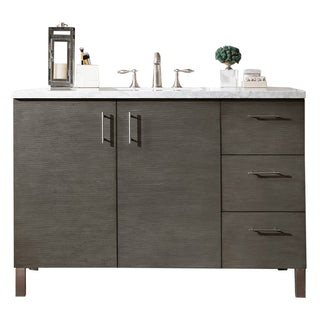 48 Inch Metropolitan Dual Mount Vanity in Silver Oak / Carrara White Top