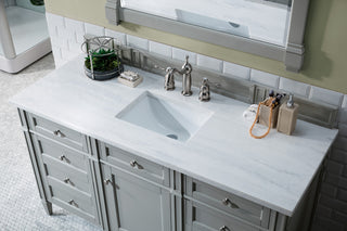 60 Inch Brittany Freestanding Vanity in Urban Gray / Arctic Fall Solid Surface Top