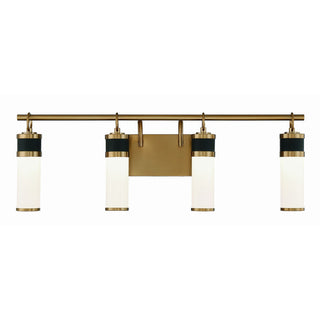 Abel 4-Light LED Bathroom Vanity Light in Matte Black with Warm Brass Accents Matte Black with Warm Brass Accents