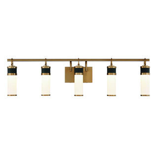 Abel 5-Light LED Bathroom Vanity Light in Matte Black with Warm Brass Accents Matte Black with Warm Brass Accents