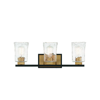 Sidney 3-Light Bathroom Vanity Light in Matte Black with Warm Brass Accents Matte Black with Warm Brass Accents