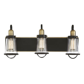 Lansing 3-Light Bathroom Vanity Light in English Bronze and Warm Brass English Bronze and Warm Brass