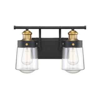 Macauley 2-Light Bathroom Vanity Light in Vintage Black with Warm Brass Vintage Black with Warm Brass