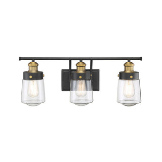 Macauley 3-Light Bathroom Vanity Light in Vintage Black with Warm Brass Vintage Black with Warm Brass