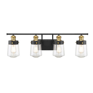 Macauley 4-Light Bathroom Vanity Light in Vintage Black with Warm Brass Vintage Black with Warm Brass