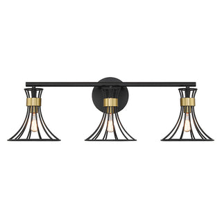 Breur 3-Light Bathroom Vanity Light in Matte Black with Warm Brass Accents Matte Black with Warm Brass