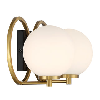 Alhambra 2-Light Bathroom Vanity Light in Matte Black with Warm Brass