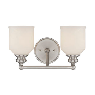 Melrose 2-Light Bathroom Vanity Light in Satin Nickel Satin Nickel