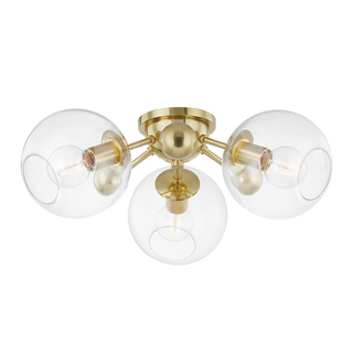 Abbott Semi Flush with Aged Brass Finish